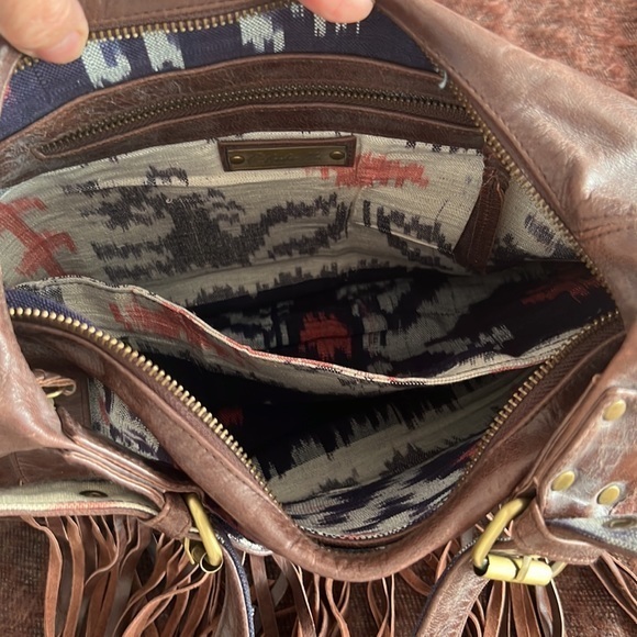 Cleobella leather and canvas fringe bag purse crossbody - Picture 9 of 13